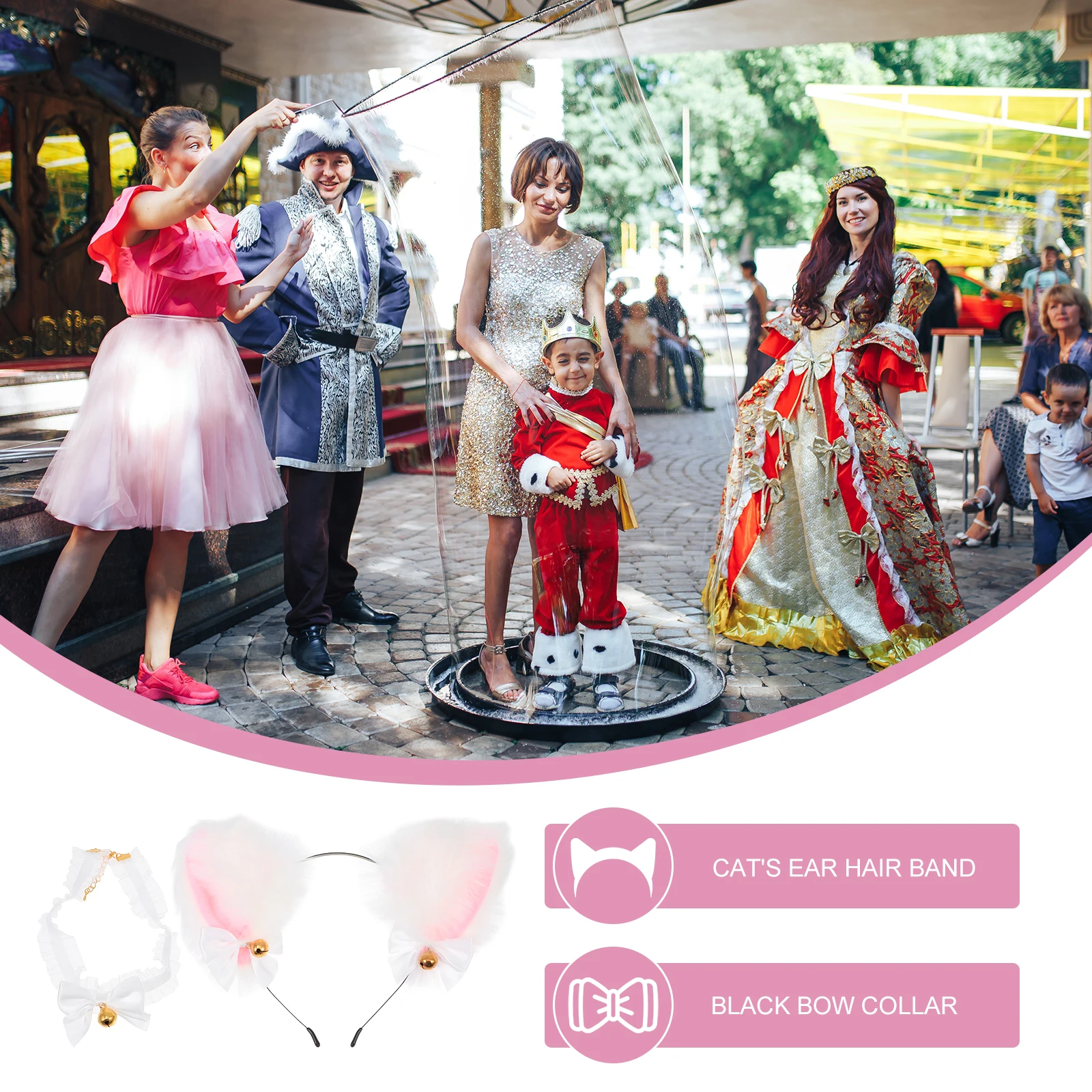 

1 set 1 Set Decorative Hairband Costume Props Creative Lace Collar Bell For Party Wedding Cosplay Role Play Sexy Charm