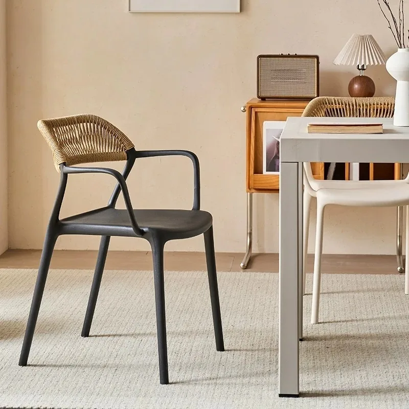 Outdoor Patio Rope Dining Chair Sun Resistant Balcony Leisure Seat Weatherproof Courtyard Braided Cord Armchair Hotel Terrace