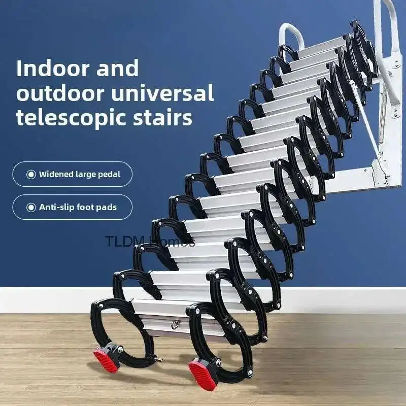 Multifunctional Home Furniture Invisible Folding Ladder Indoor Outdoor Telescopic Stairs Aluminum Alloy Thickened Ladders