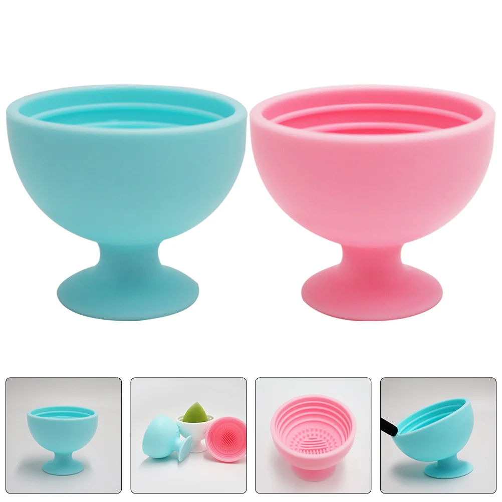 

2Pcs Makeup Sponge Holder and Brush Cleaner Elegant Space Saving Tool for Makeup Enthusiasts Beauty Sponge Holder