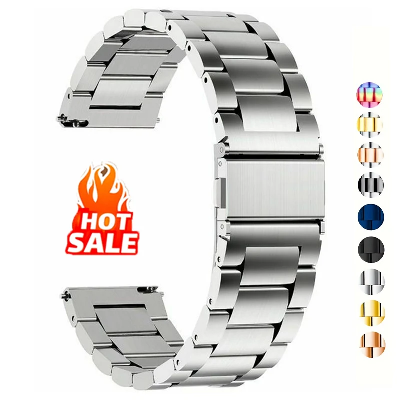 Stainless Steel band For Samsung Galaxy watch 7/FE/6/5 pro/4/Classic 20mm 22mm metal bracelet amazfit GTS-GTR-4-3-2e-mini strap