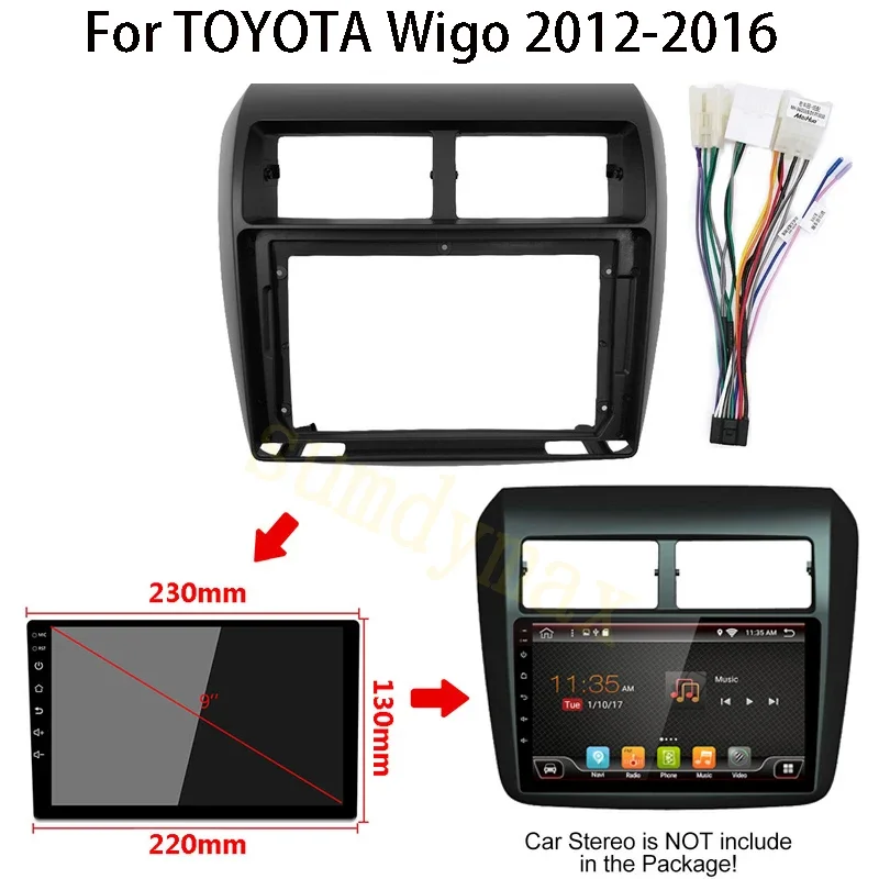 9inch 2Din car radio Frame for Toyota AGYA WIGO 2013 2014 2015 2016 2017 2018 2019 Android Radio Dashboard Kit Face Plate Fascia