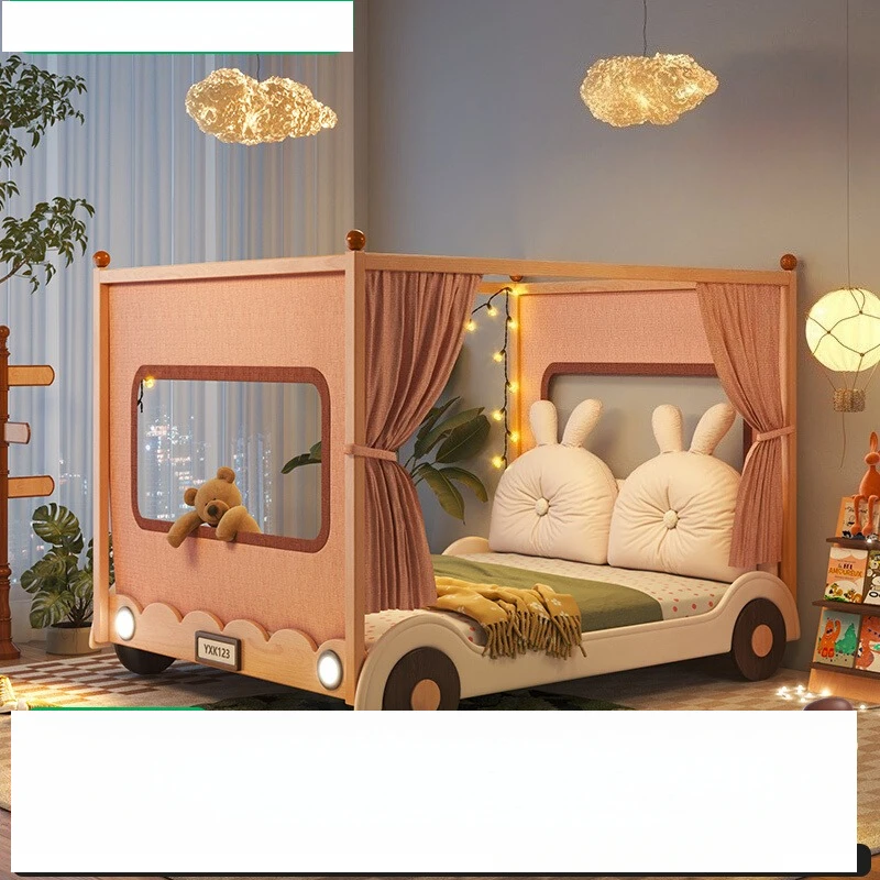 

Run Rabbit Run Lathe Solid Wood Children's Bed Girl Princess Wooden House with Guardrail Boy Tree House Tent