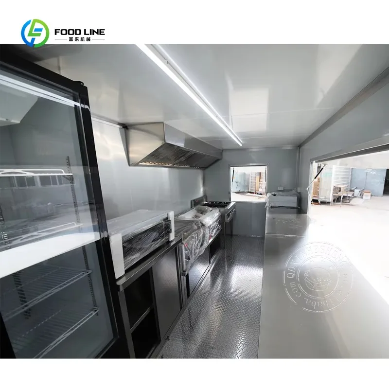 Reboque de sorvete de caminhão de comida de cachorro-quente rápido móvel reboque de caminhão de comida de churrasco com equipamento de cozinha comercial