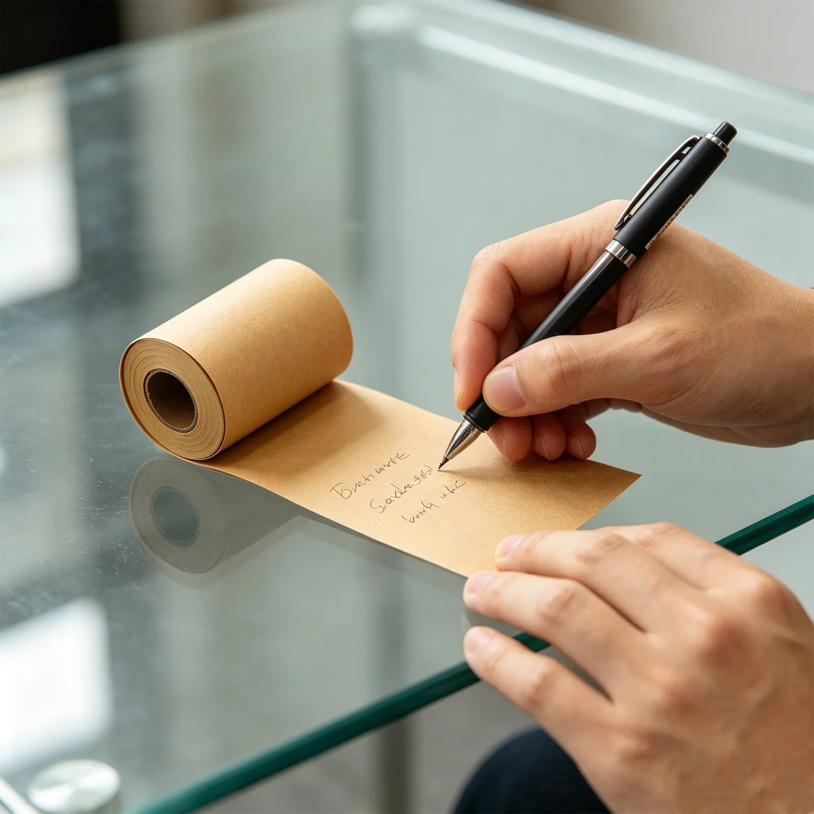 Kraft Paper Roll Brown 3 Inch Wide Memo Paper Roll for Grocery Lists Reminders Kitchen Household Office Organization