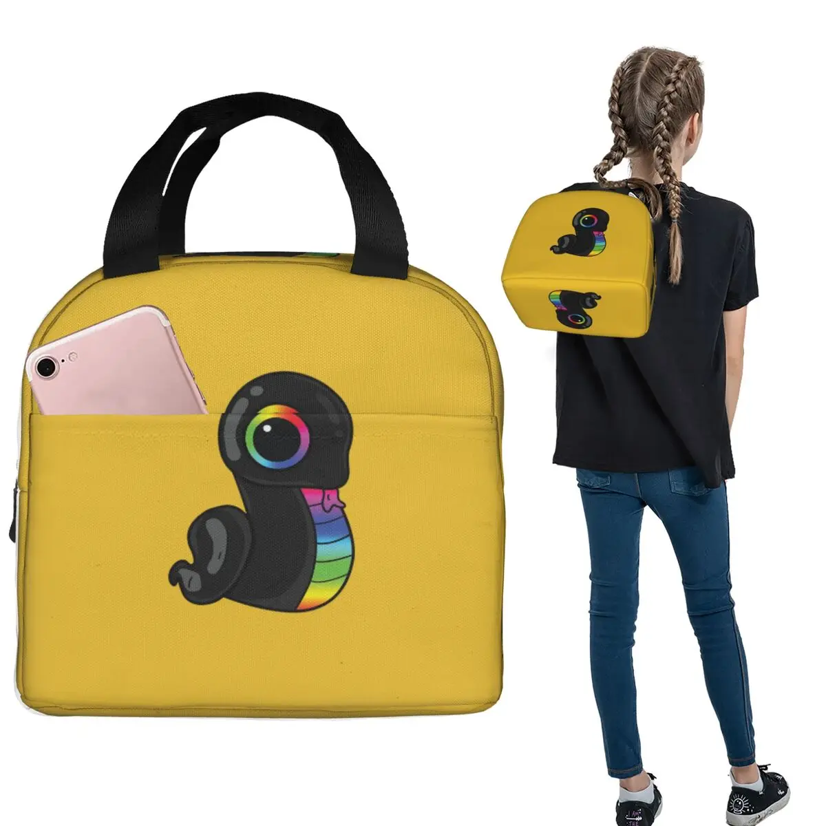 Sneki Snek Fan Design Razer RGB Sticker Insulated Lunch Bag for Women Kids Portable Food Boxes Thermal Lunch Box Tote