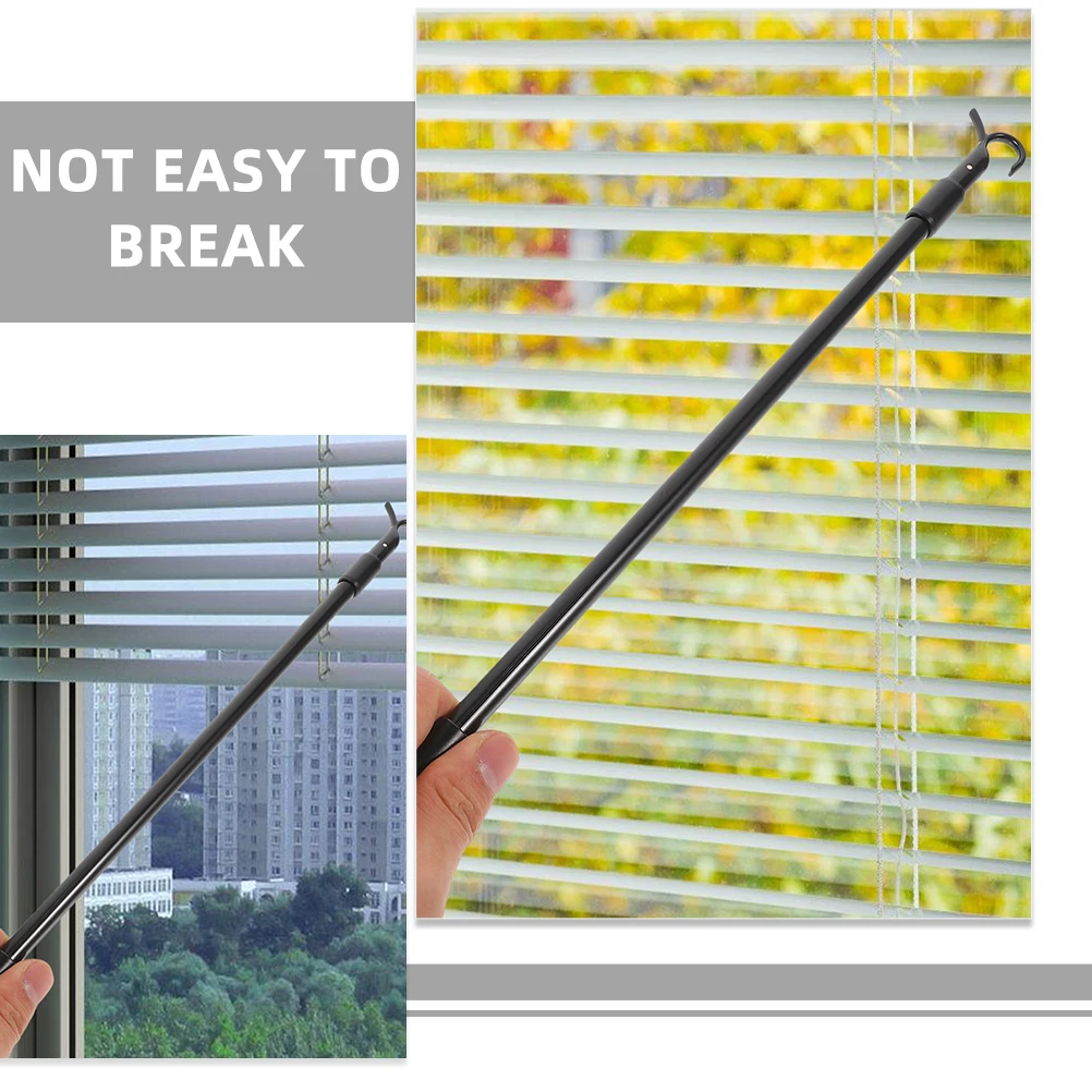 

2pcs Telescopic Curtain Rod Drapery Pull Wand Long Aluminum Alloy Sturdy Modern Handle Hook Portable Elegant