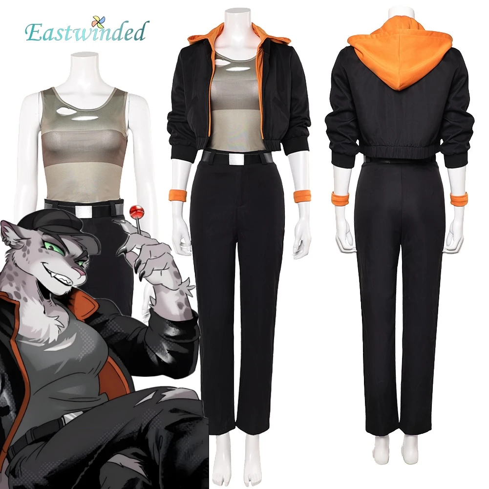 

Cartoon Movie Bad Guys Kitty Kat Cosplay Costume Outfits Grayish Black Women Halloween Roleplay Coat Pants Vest Carnival Party