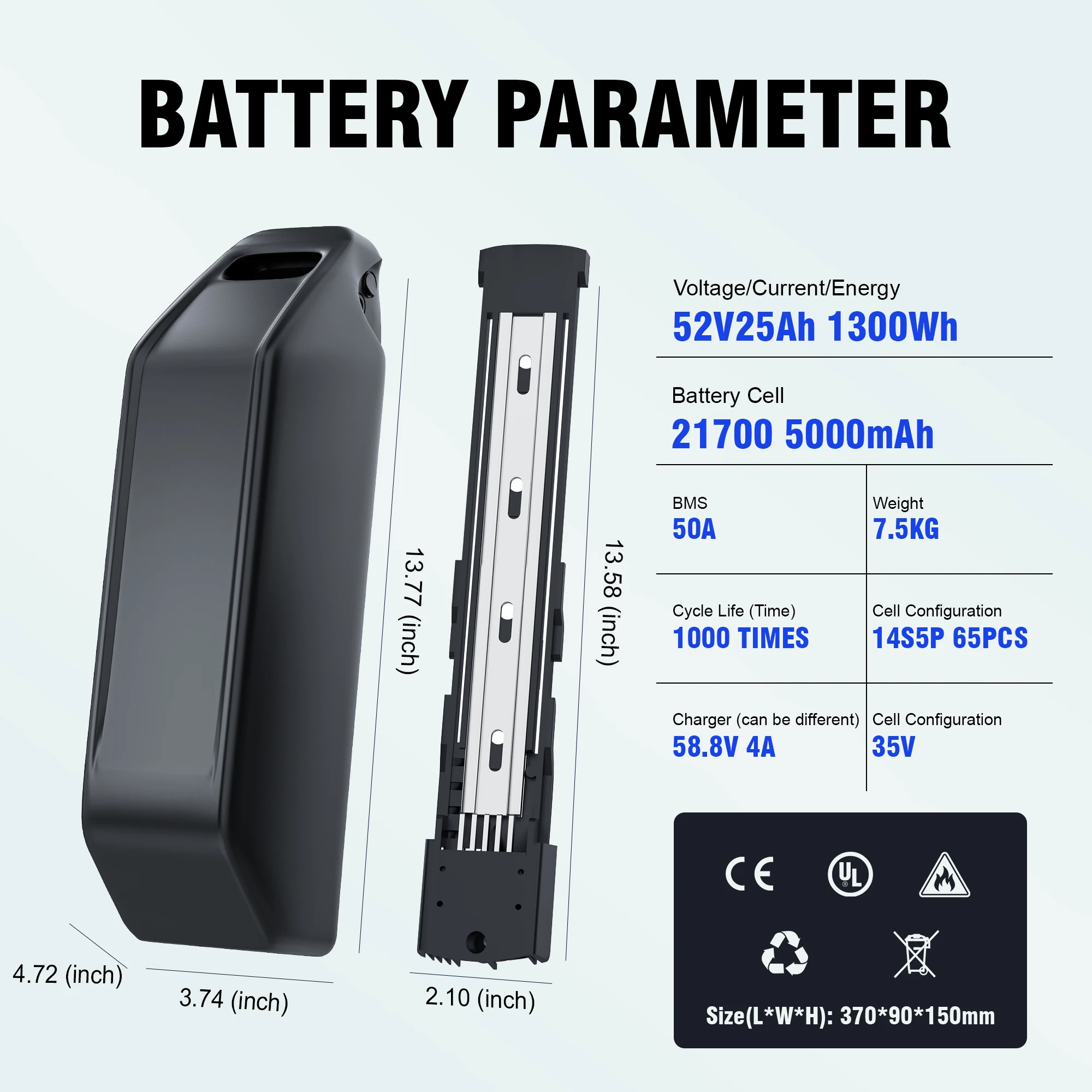 72V 20Ah 52V 25Ah 30Ah EBbike Hailong Triangle Battery Cells 21700 2000W-5700W Motor with fast charger