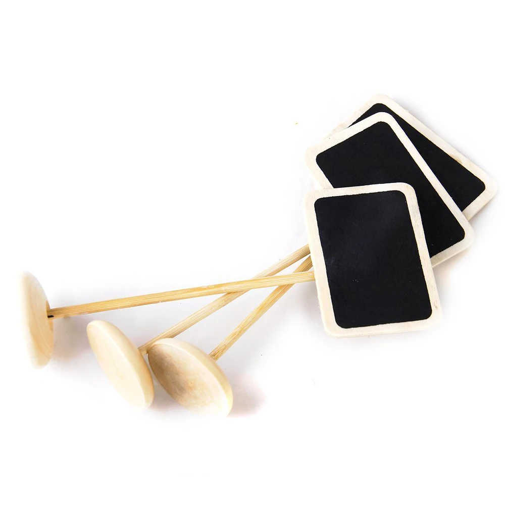 

10pcs Creative Mini Blackboard Message Board Wooden Stick Home Wedding Decoration Reminder Greeting Display 6.8X4.5Cm Wood Color