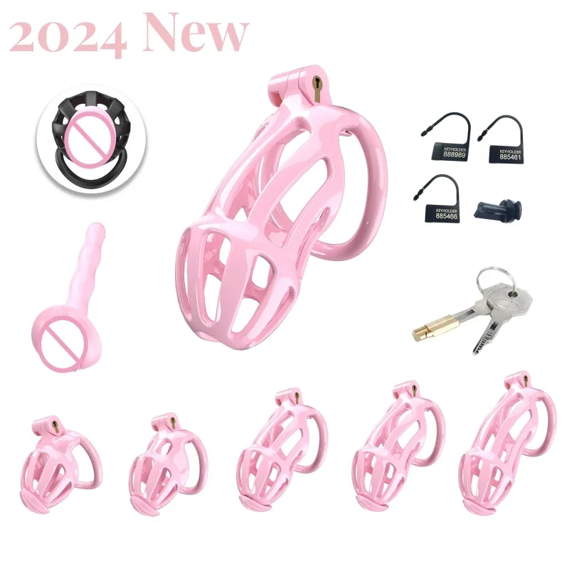 High Quality Cobra Chastity Cage Male Cock Cage with 5 Penis Rings Sm Chastity Restraints  Anti-Escape Chastity Locks 18 Sex Toy