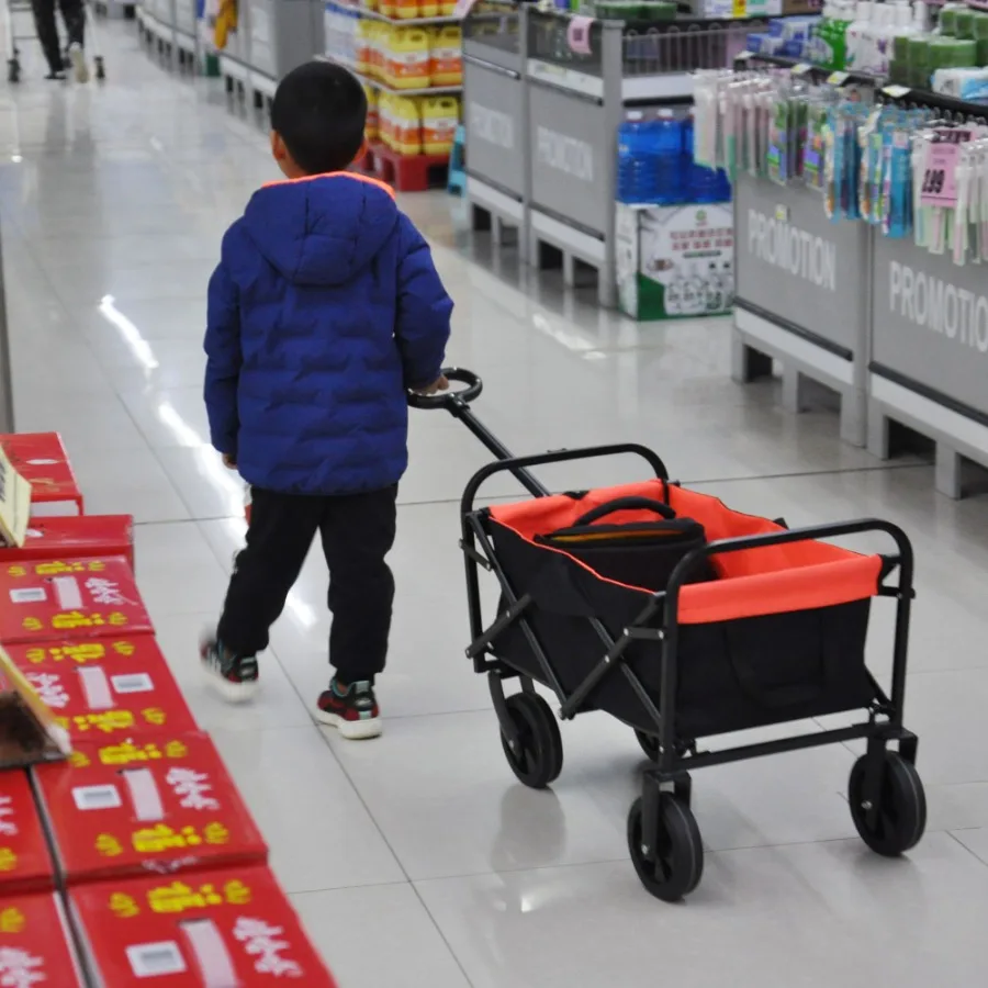 

Мини-тележка складная для сада, покупок и пляжа, черно-желтая