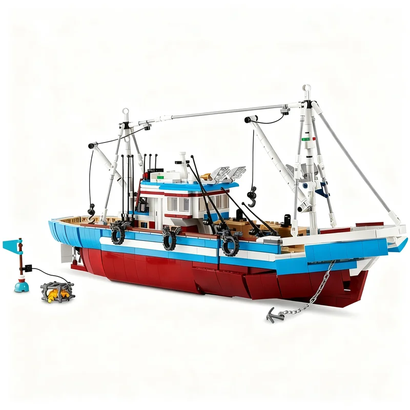 

1609PCS MOC Ocean Ship Great Fishing Boat Model Custom Puzzle DIY Creative Ideas Toy Assembly Birthday Gift Display Bricks