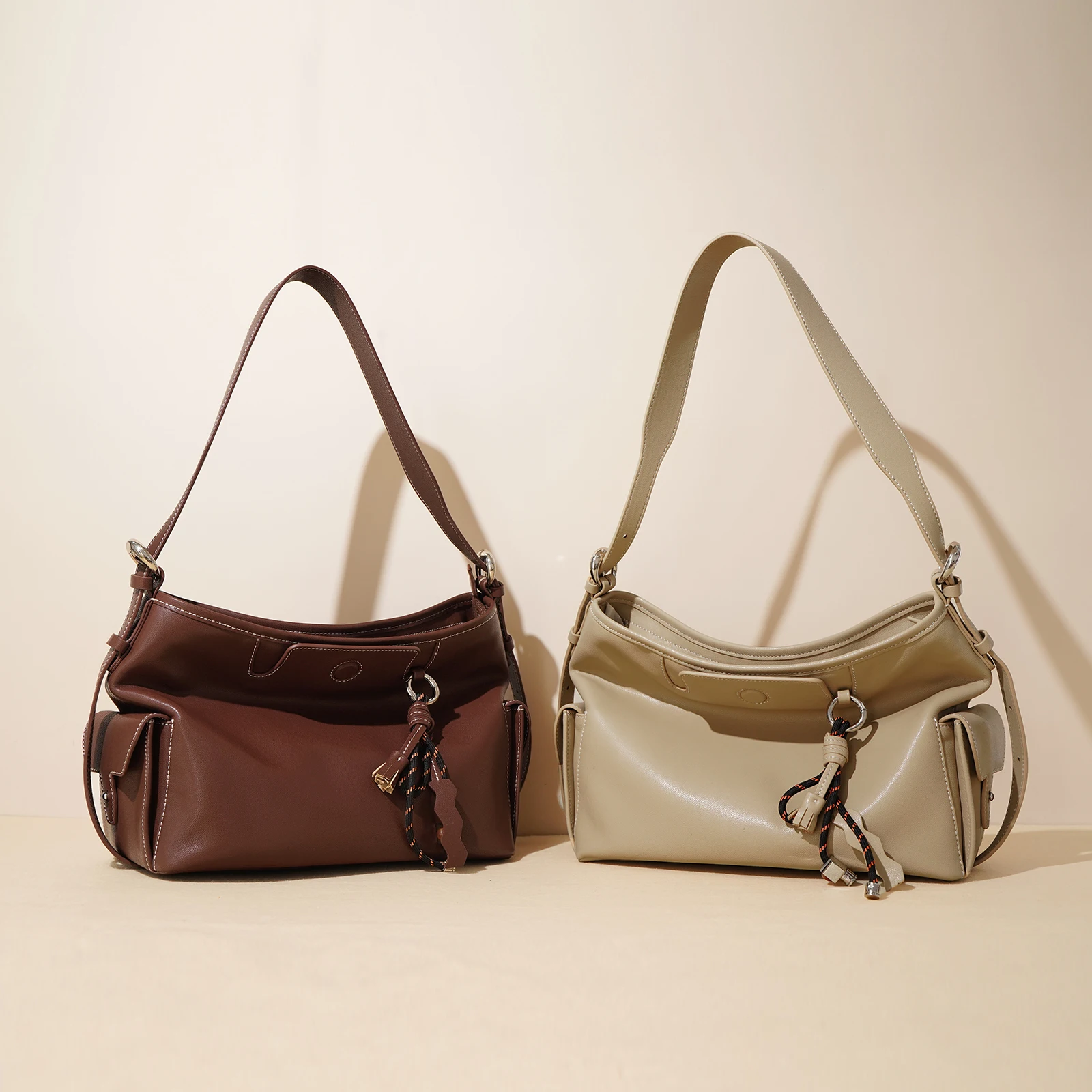 

Fashion New Style Women Bag First Layer Cowhide Bucket Lazy Leather Shoulder Armpit Bag Hobos Messenger Crossbody Commuting Tote