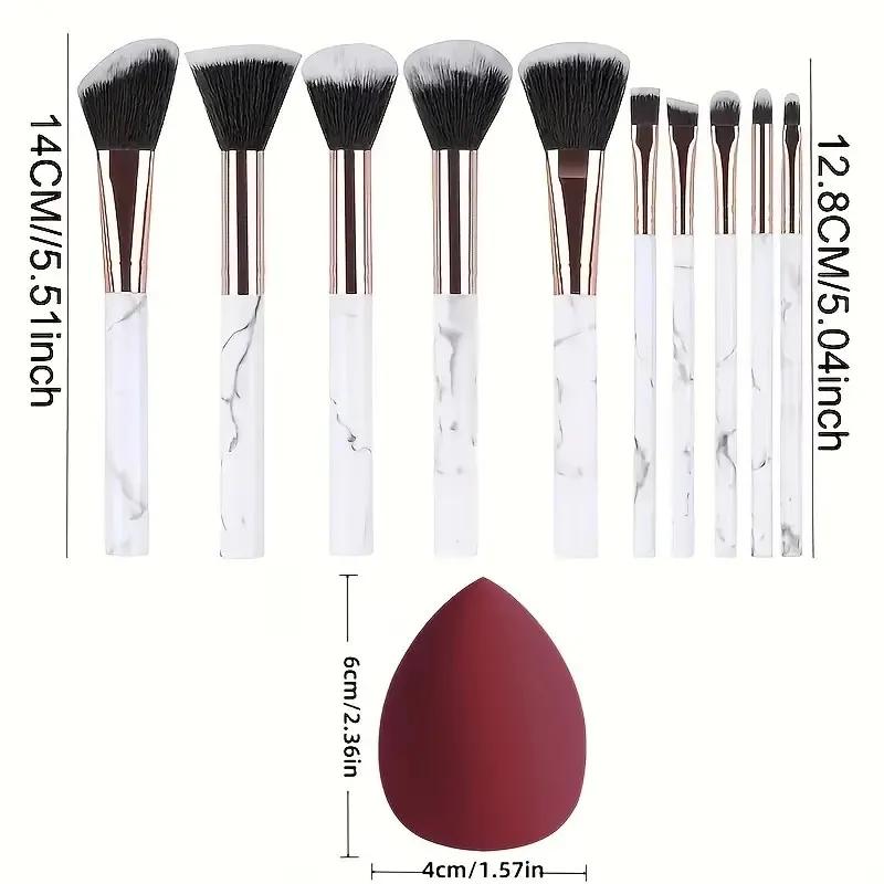 ชุดแปรงหินอ่อน 10 ชิ้น + บลัชออนบิวตี้ |   ชุดเครื่องสำอางสำหรับมือใหม่ |   ของขวัญวันแม่