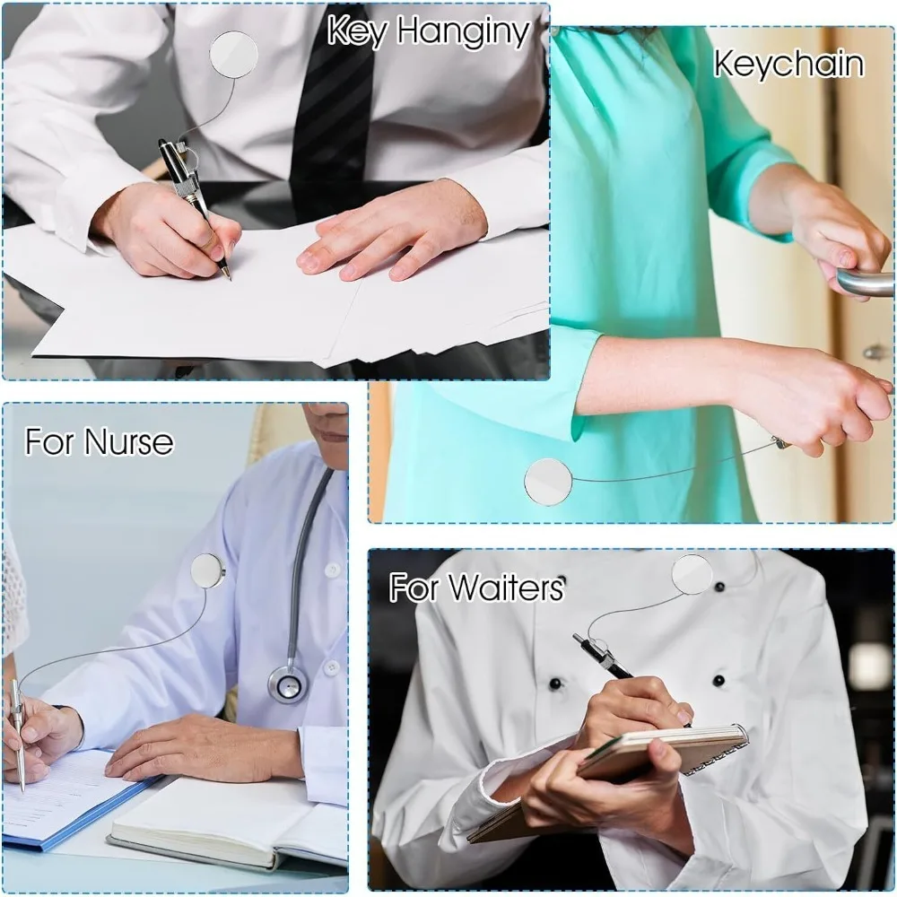 جديد قابل للسحب سحب القلم حامل القلم الرصاص الحبل المعدني مع مشبك حزام حلقة رئيسية عالمية