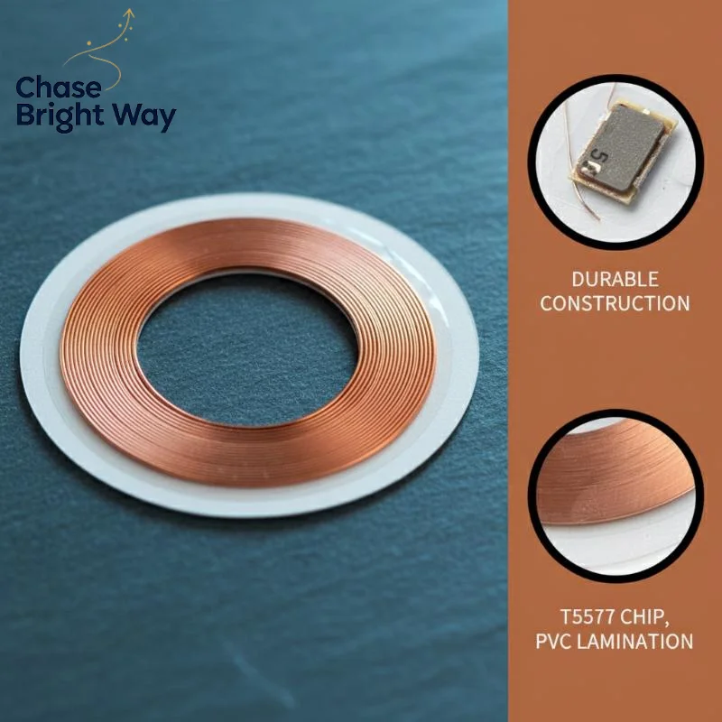 ID T5577 RFID Keyfob 125KHz 5pcs Rewritable Copper Coil Coin Card for Secure Door Lock Office Warehouse