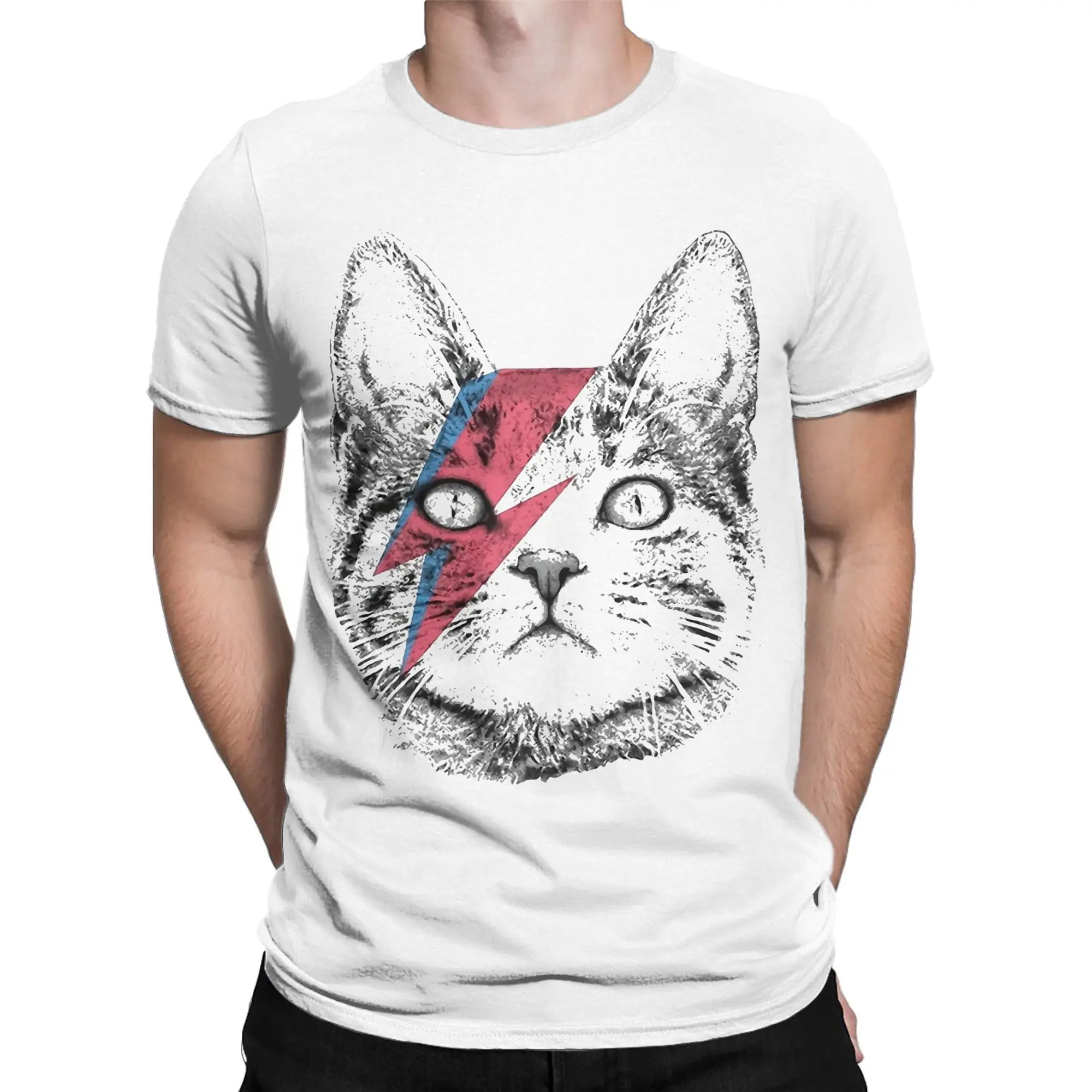 Ziggy Cat T-Shirt for Men Women Davids Bowies Funny Cotton Tees Round Collar Short Sleeve T Shirt New Arrival Clothing