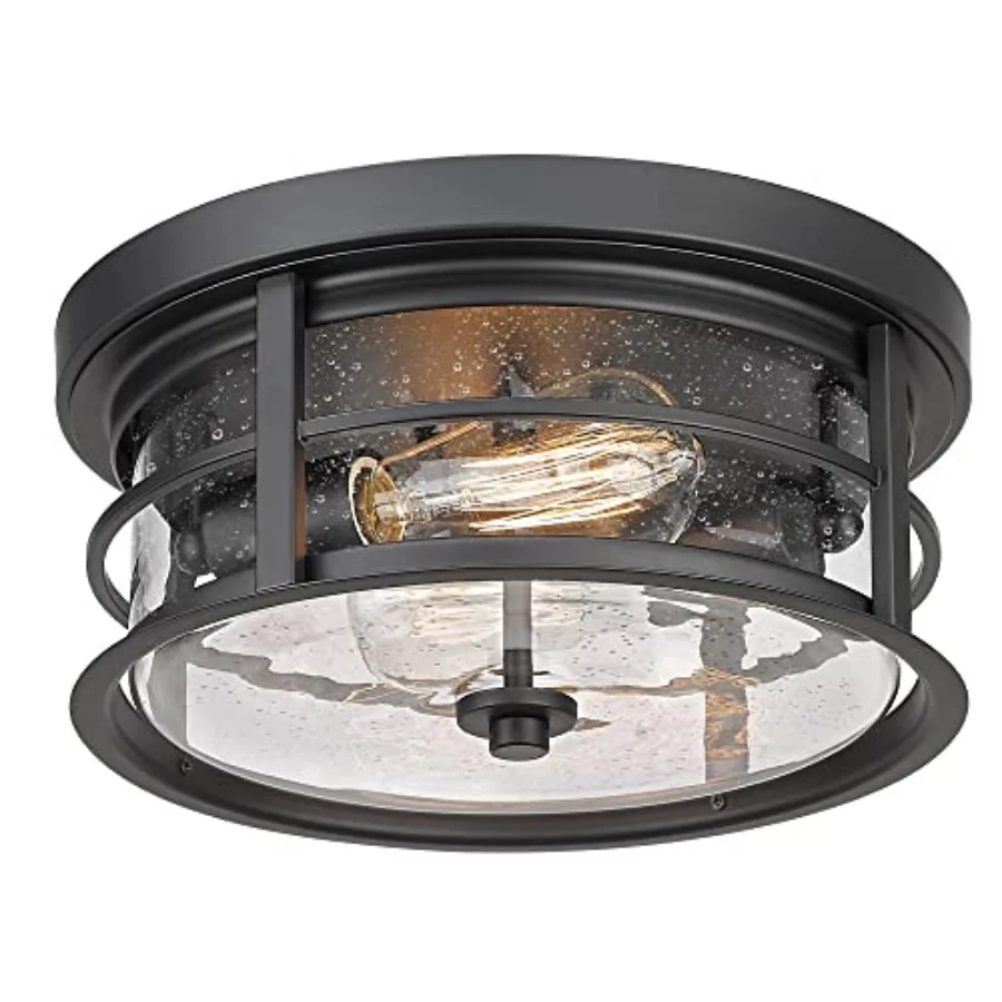 

Flush Mount Ceiling Light, 12inch 2-Light Metal Close to Ceiling Light Fixture, Finish Shade for Hallway Entryway Bedroom Porch