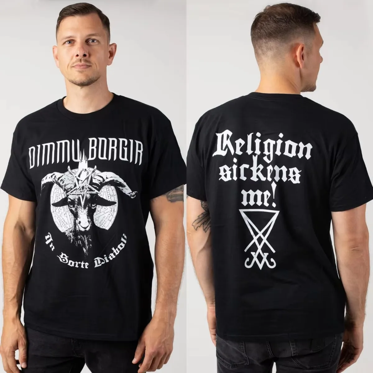 Religion Sickens Me Dimmu Borgir Band Graphic T-Shirt Cotton Men Women Streetwear Tee