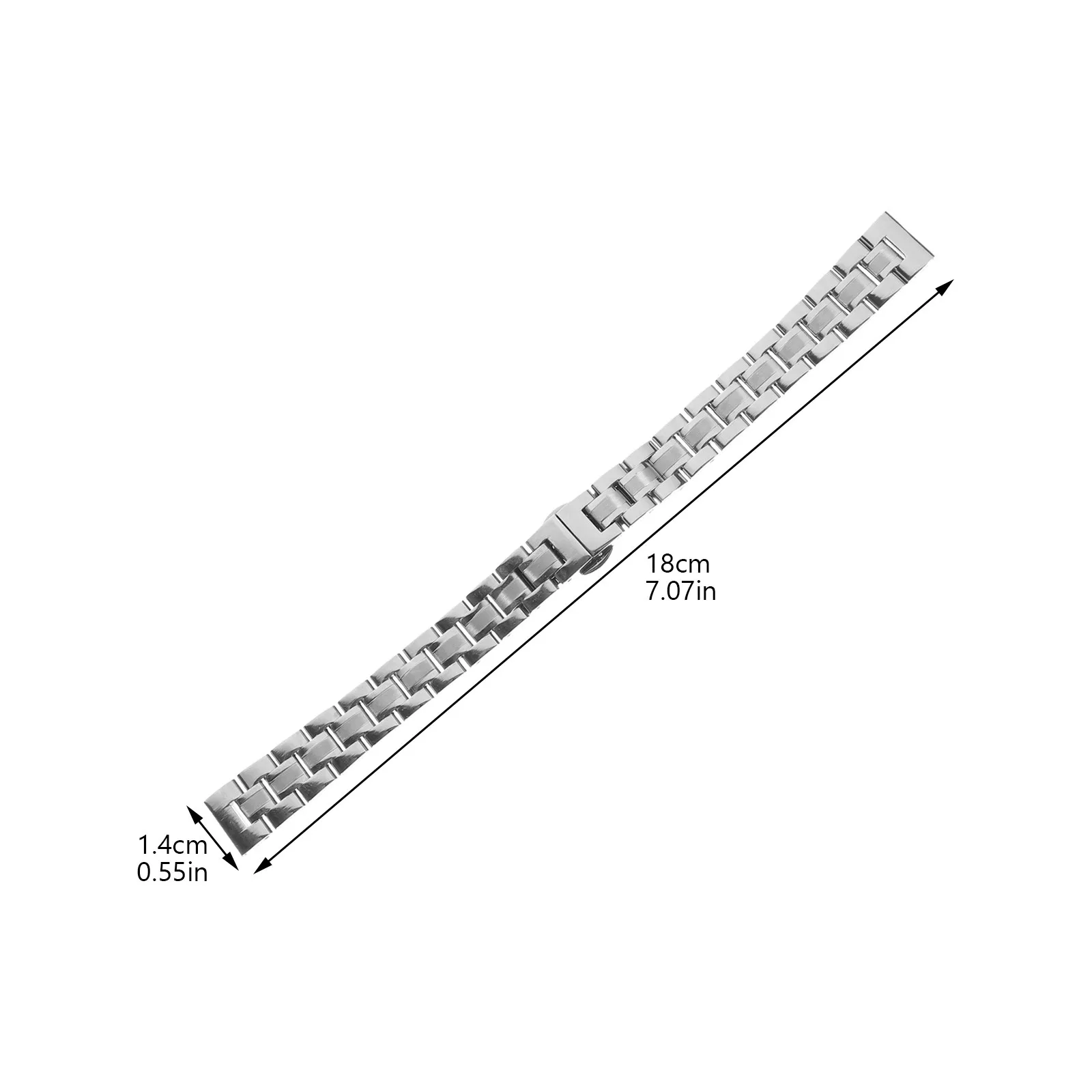 Silver Stainless Steel Watch Band Durable Classic Replacement Strap Fashion Clasp Suitable for Men and Women Silver Watch Band