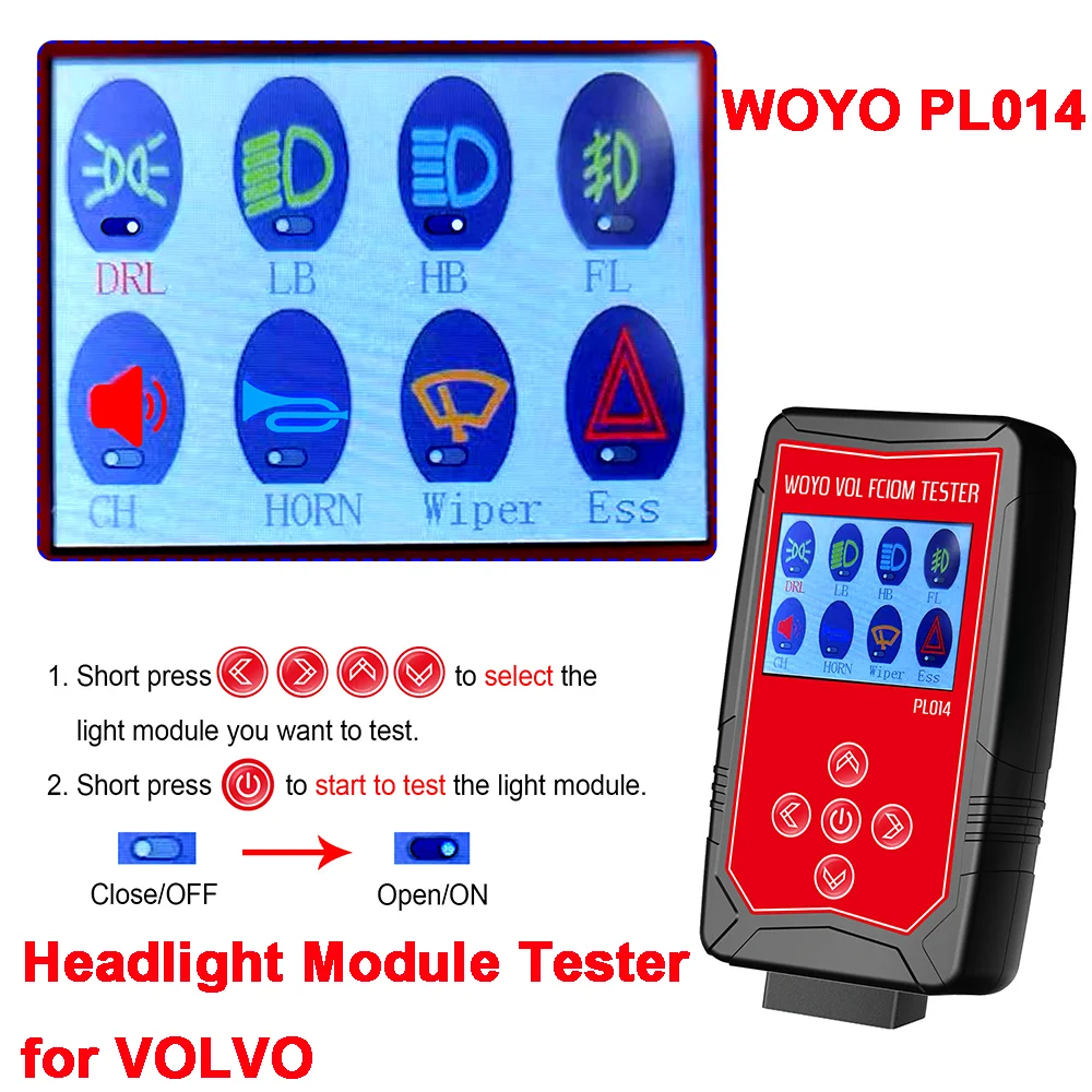 

WOYO PL014 Тестер модуля фар для VOLVO для Renault Unit Автомобильный диагностический инструмент Аппаратное обеспечение в один клик (HIL) Тестирование