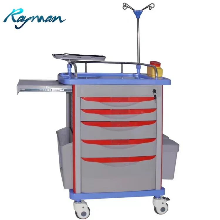 2023 Hospital instrument carts medical crash cart ABS plastic  trolley with drawers