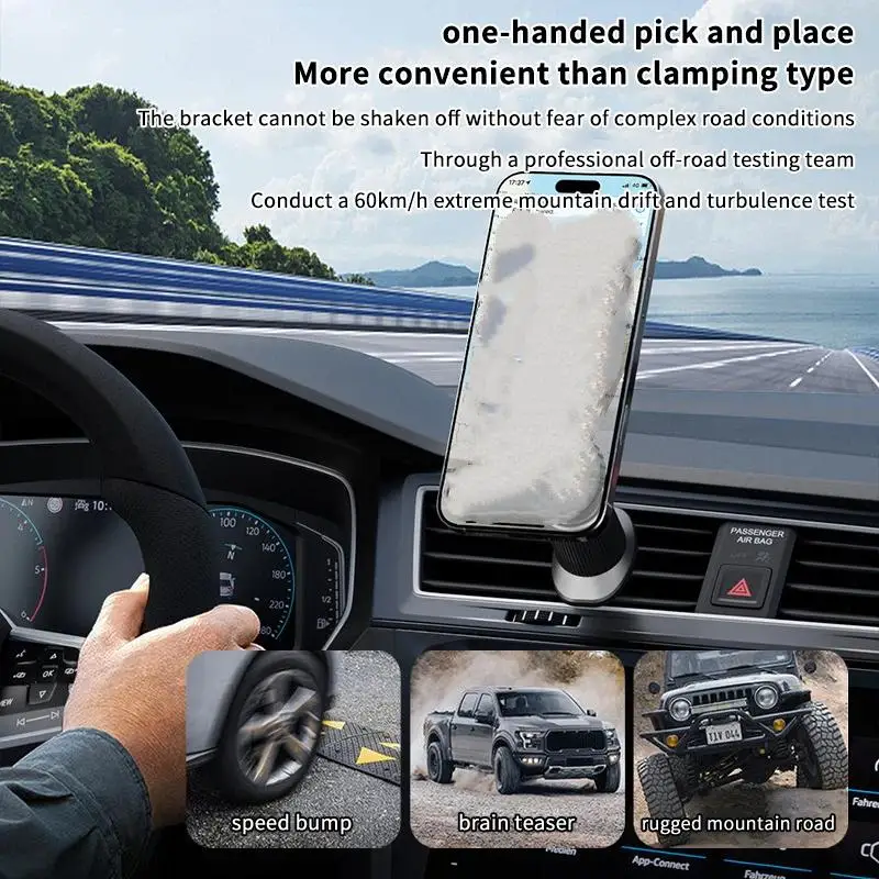 Novo Suporte Magnético de Fibra de Carbono para Celular de Carro, 1 Unidade, Rotação 360°, Cabeça Esférica de 17mm para Saída de Ar do Carro