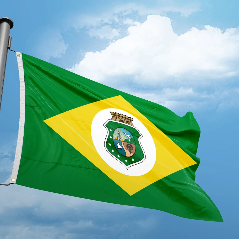 Bandeira do ceara 3 * 5ft 90*150 cm brasil estado bandeiras design personalizado ao ar livre decoração banners poliéster resistência uv duplo ponto