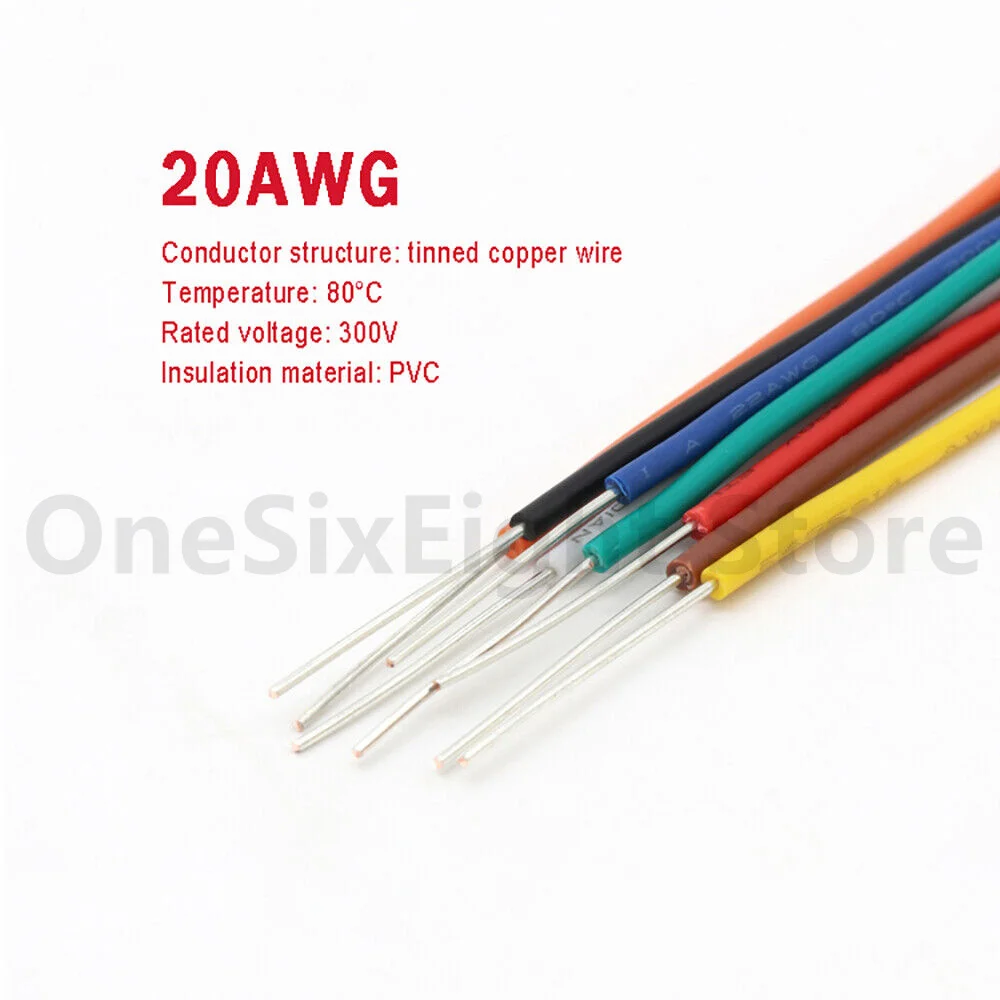 PVC Single Strand Core Cable Equipment Hook up Wire 18/20/22/24/26 AWG 10 Colors