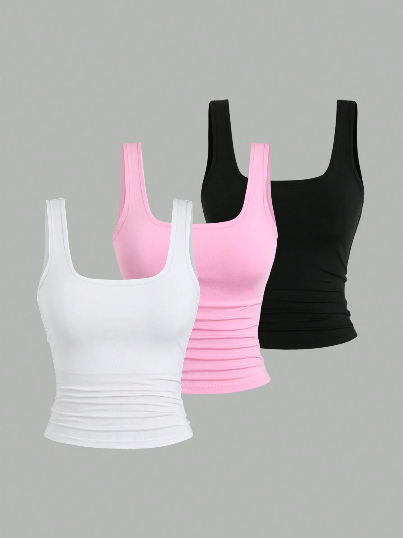Fashion Casual Women's Top Square Neck Vest Three-Piece Suit