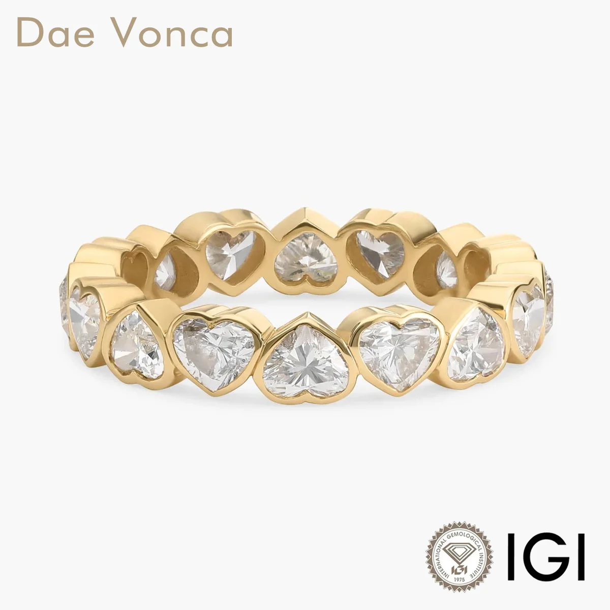 9K/14K/18K Gold Lab Created Diamond Ring Heart Cut Bezel Set Lab Grown Diamond Ring Eternity Style Classic Engagement Ring
