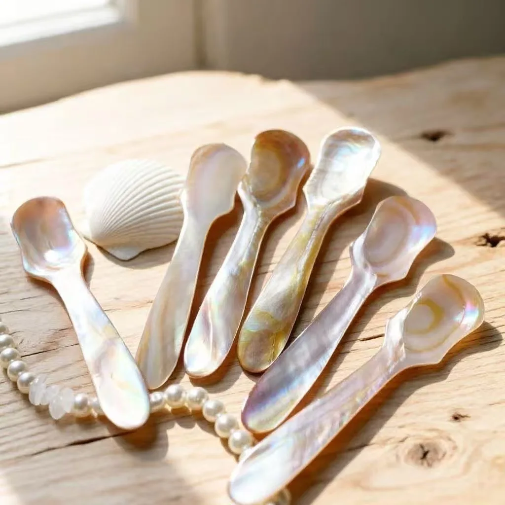 Natural Irregular Mother of Pearl Shell Spoon, Pearl Shell Dinner Spoon, Facial Mask Spoon, Caviar Spoon, Ice Cream Dessert Spoo