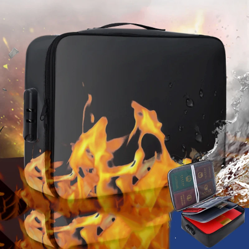 Lawaia Fireproof Bag Lock Box 37-29cm 1pc Fire Proof Waterproof Document Bag Safe Money Bag for Cash Fire Resistant Bag