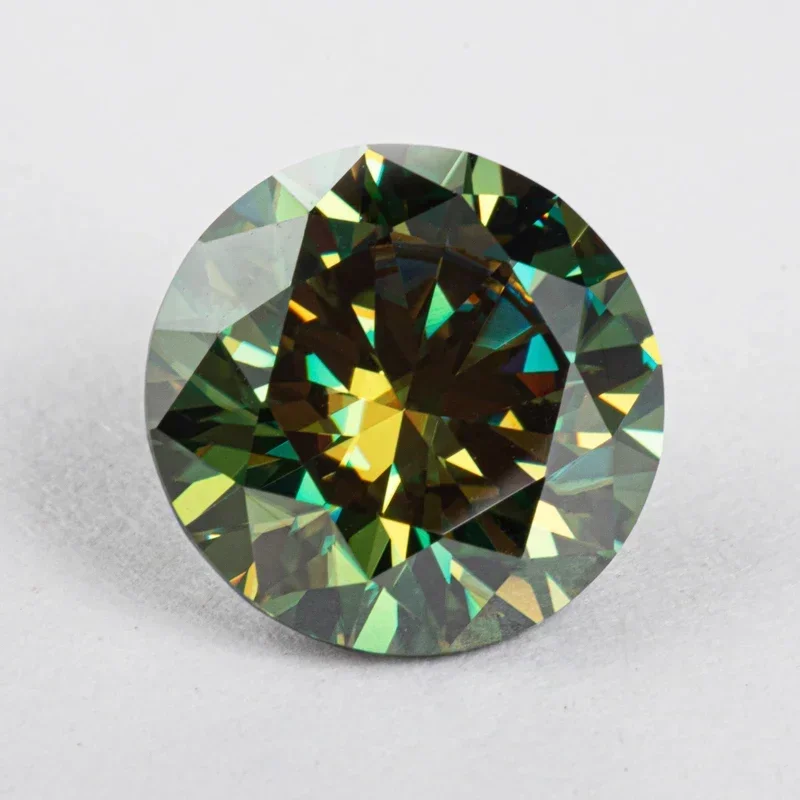 Moissanite Round Cut VVS1 Yellow Green Color Top Quality with GRA Certificate for Charms Beads Jewelry Making Necklace Materials