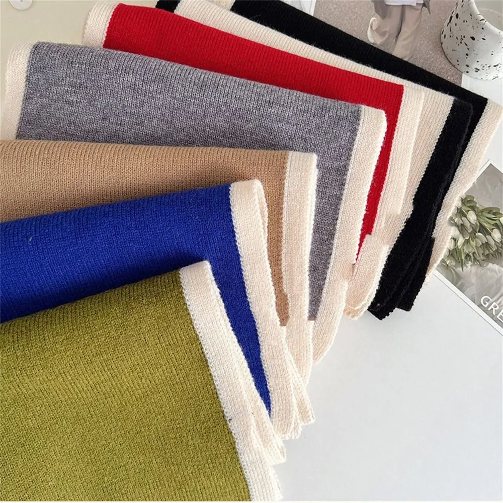 Fashion Winter Warm Wool Scarf Elastic Thick Knitted Scarves Striped Neckerchief for Women Female