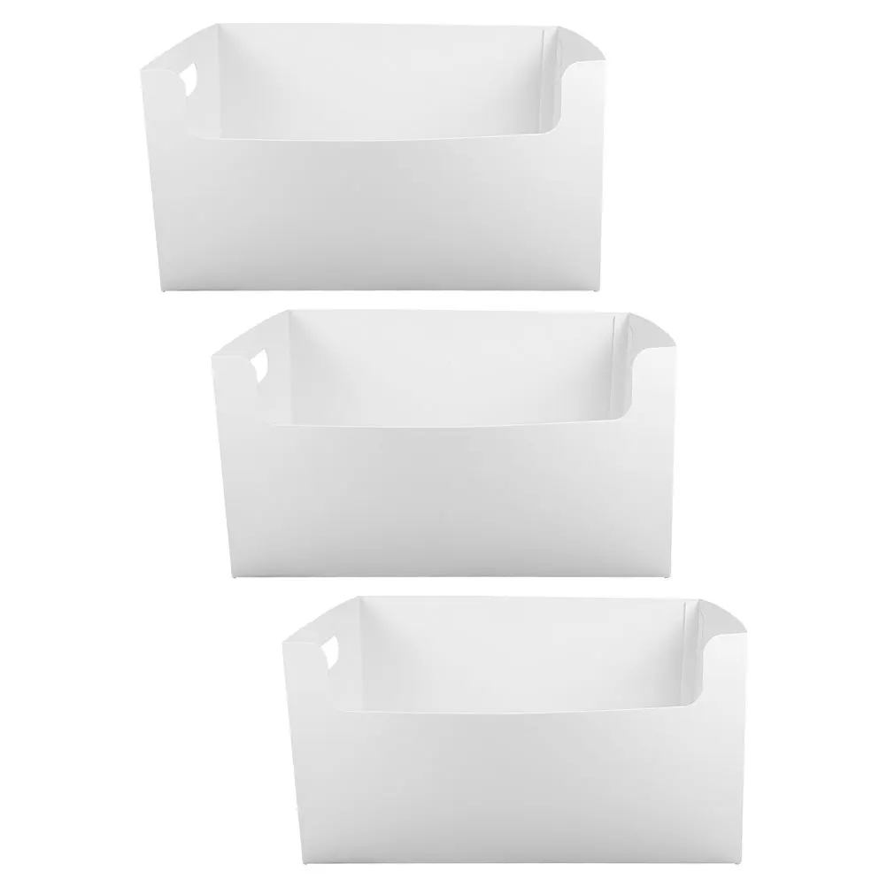 

3pcs Document Shelf Desktop File Folder Organizer White 25.5x17x13.5CM Magazine Holder Storage Box Household Organizer