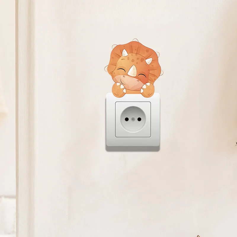 `Cute Peeking Dinosaur Light Switch Wall Stickers 4Pcs Vinyl Decal Kids Bedroom Socket Art Decor Mural Stickers`