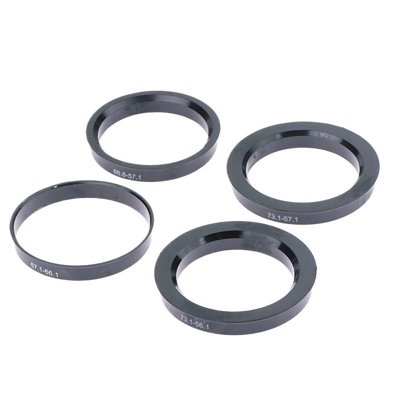 4pcs Car Plastic Wheel Hub Centric Rings Center Bore 66.6-57.1 67.1-60.1 67.1-66.1 73.1-56.1 73.1-56.6 73.1-57.1 73.1-60.1 Black