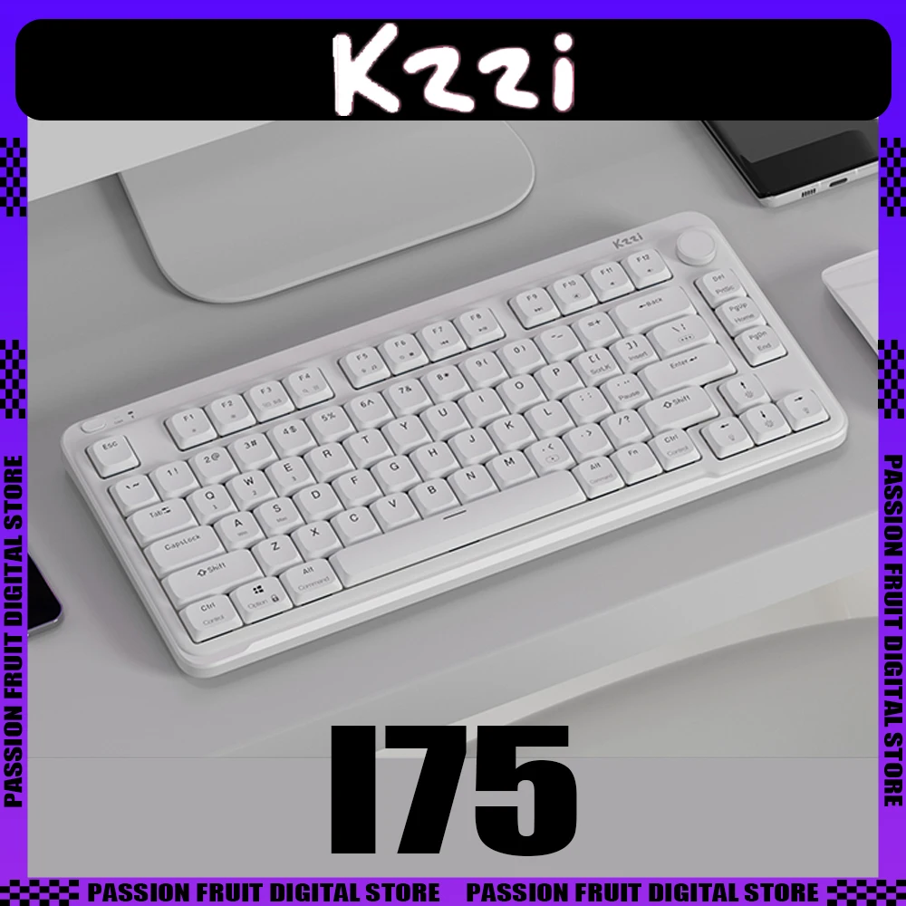 KZZI i75 Mechanical Keyboard Low Switch Multi-function Knob Aluminum Alloy Bluetooth Three Modes Gaming Keyboard RGB Office Gift