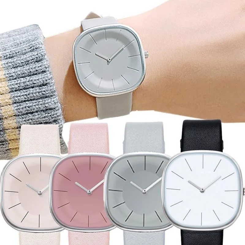 

Простые квадратные кварцевые часы для мужчин и женщин, роскошные повседневные наручные часы из искусственной кожи для пар