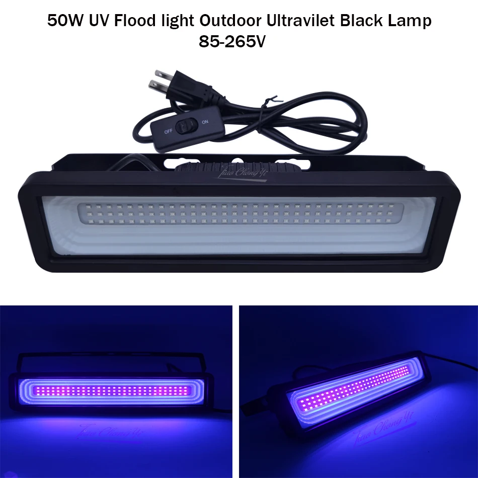 50W UV 395nm LED Flood light Outdoor waterproof Ultravilet Black Lamp Stage Floodlight for Christmas Halloween Wedding Party