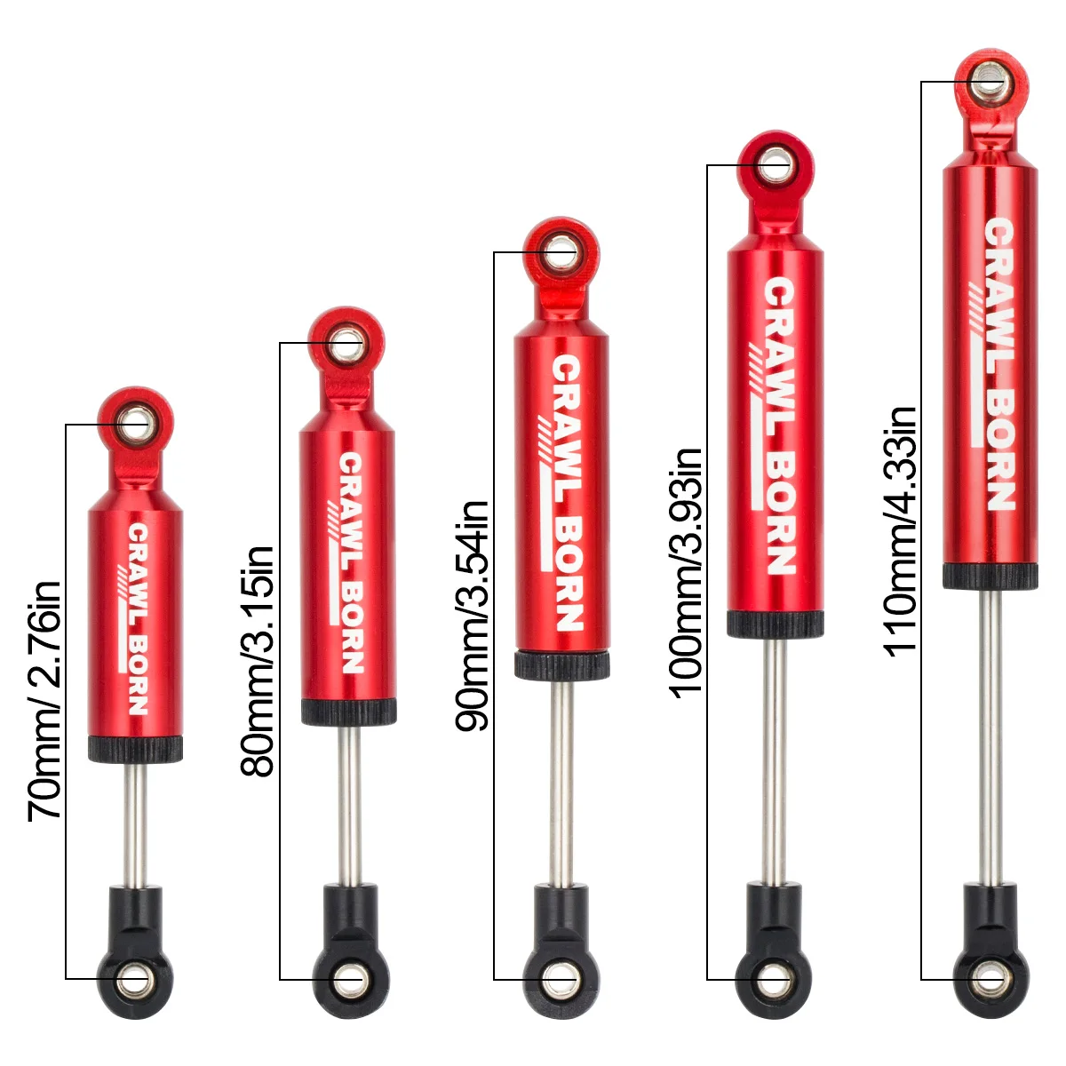 4 個フロントリアショックアブソーバー 1/10 RC クローラーカーアキシャル SCX10 90046 AXI03007 TRX4 TRX6 RBX10 レイス TRX4 レッドキャットパーツ用