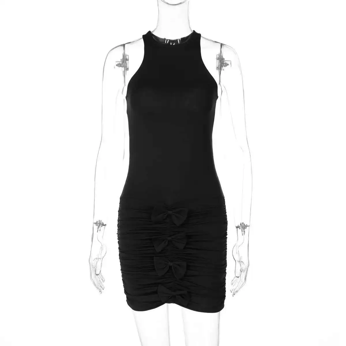 

2025 Wind Spring New Women's Fashion Style Bow High Waist Slimming Hip Hugging Dress for Women Dress Robe Vestido Women Party