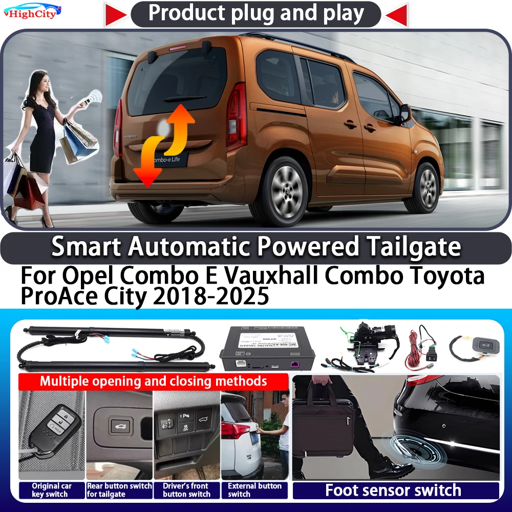 

For Opel Combo E Vauxhall Combo Toyota ProAce City 2018-2025 Smart Automatic Powered Tailgate Key Lift Close Kit Power Tailgate