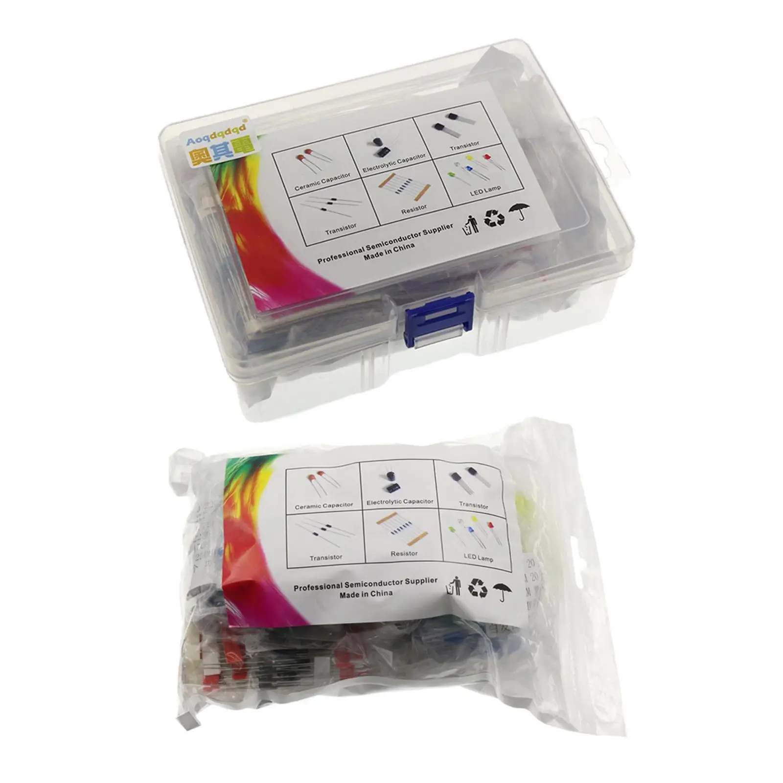 Electronics Component Kit LED Diodes Capacitors Resistors 1490pcs