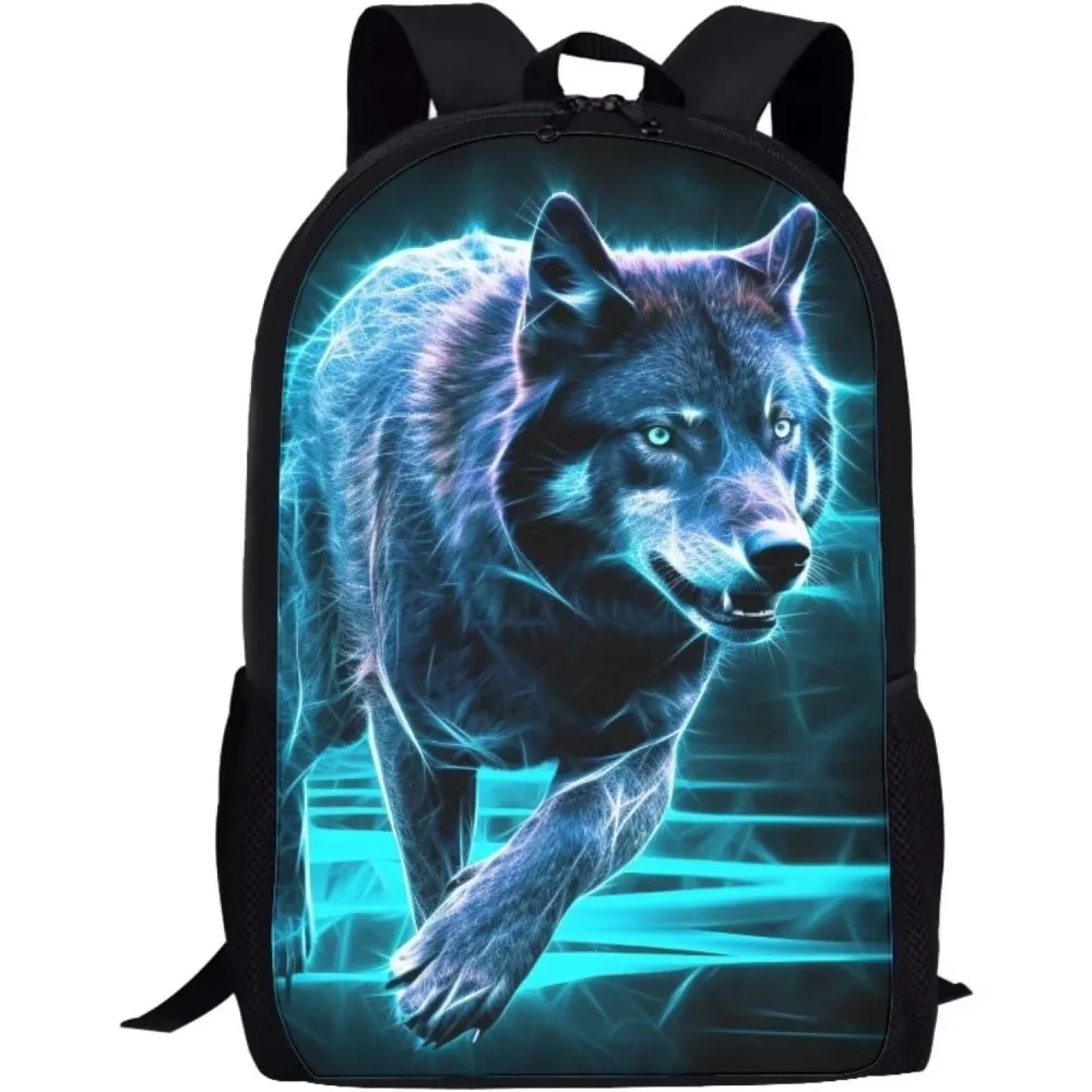 

Green Kids Animal Wolf Backpack For Boys Girls Lightweight Comfy Padded Durable Elementary School Backpack 16 Inch Novelty