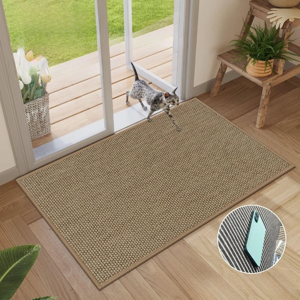 1PC Self-Adhesive Linen Dirt-Resistant Entryway Mats Non-Slip Door Rugs for Bedroom Home Entrance Hallway Carpets Tapis D'entrée