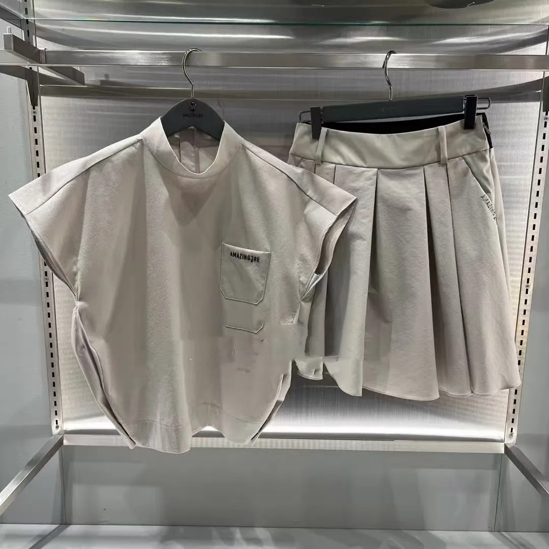 

Women's Summer Golf Outfit Set, Fashionable Quick-Dry Polo Shirt & Skirt, Athletic Tennis Skort Ensemble