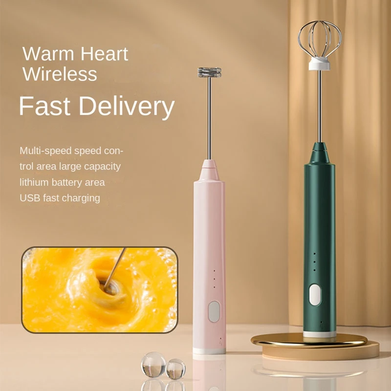 Electric Whisk USB Recharge Three Speed Kitchen Cooking Tool Bubbler Egg Cream Sauce Stirrer Handheld Milk Frother